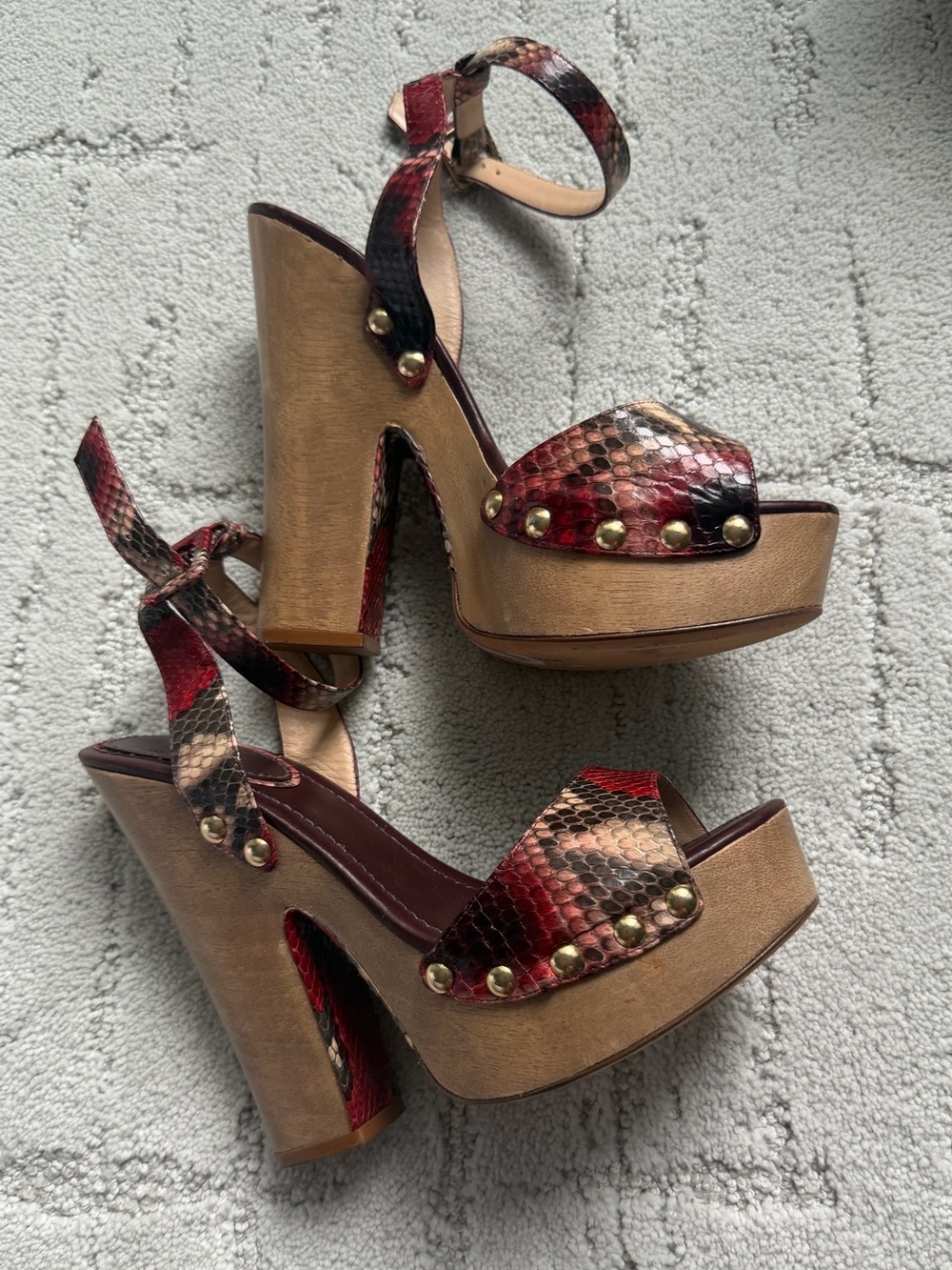 Alexandre Birman Python Wood Platform Heels EU 38.5 US 7